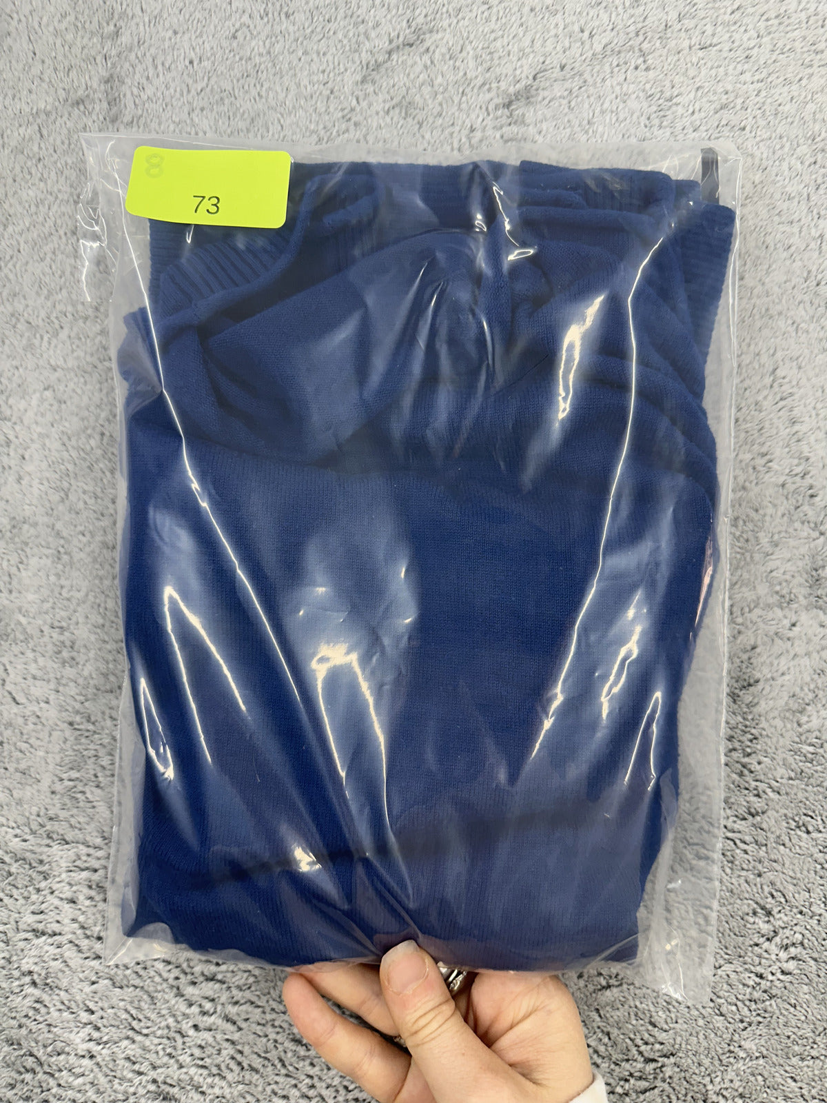 Takeout Blue Short Sleeve Cowl Neck Sweater Top