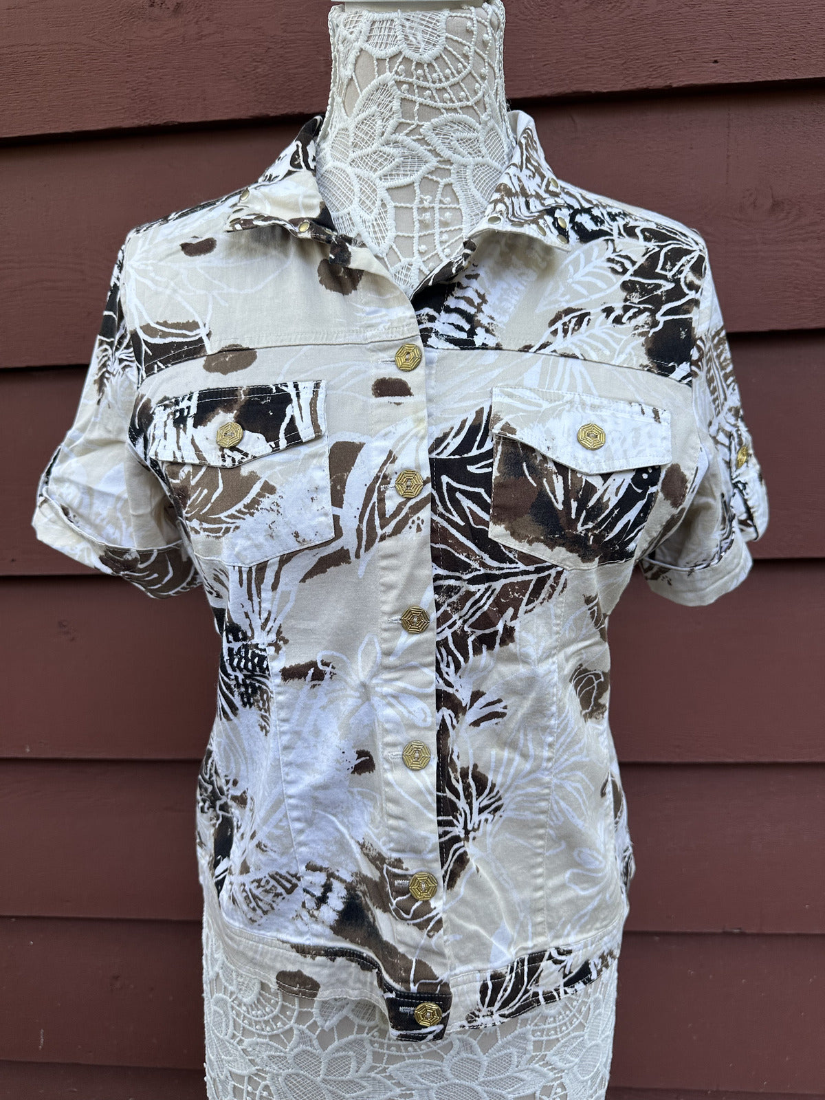 Onque Casuals Roll Tab Sleeve Button Up Shirt