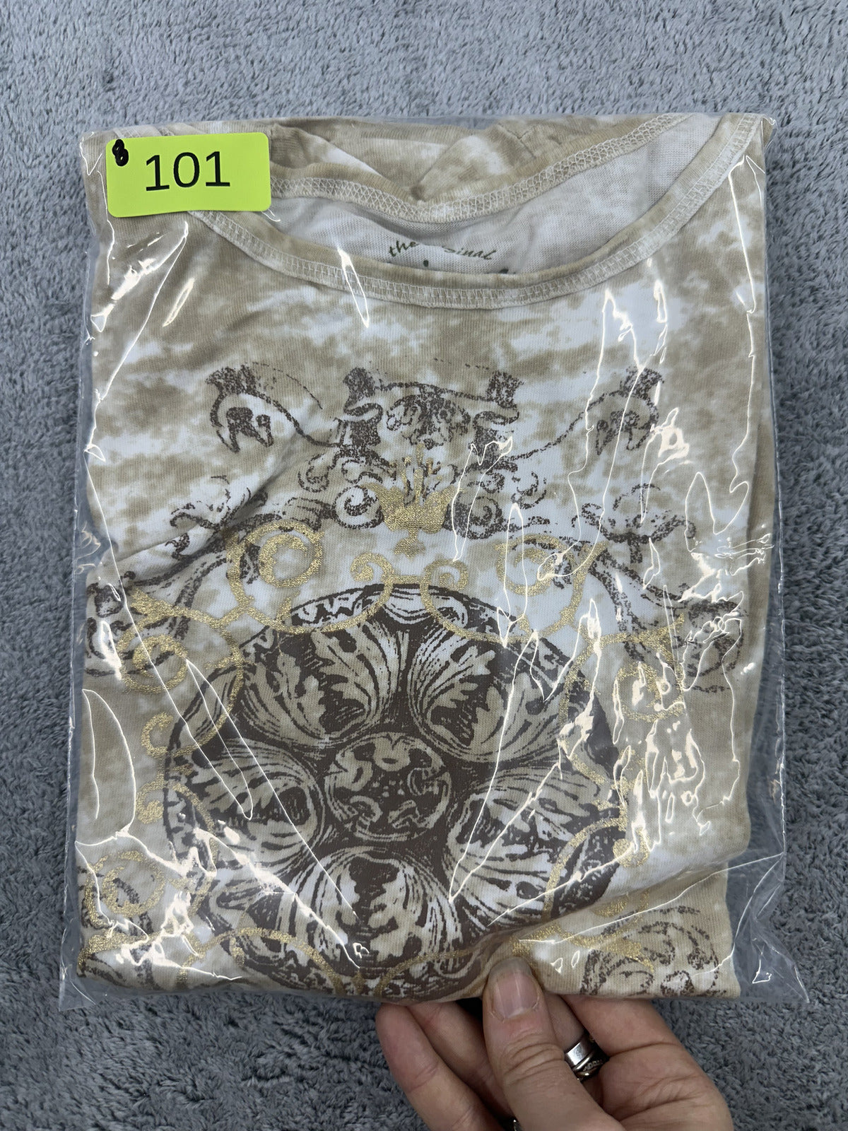 Arizona Jean Co. Tan Tie Dye Ornate Graphic Tee