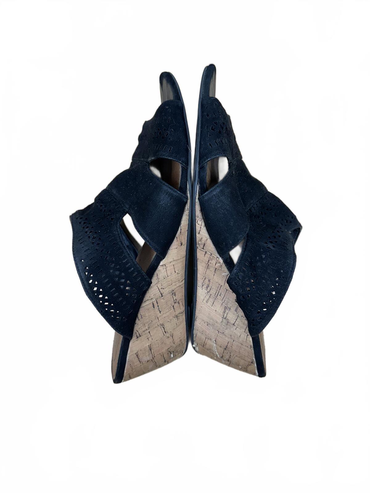 Ruff Hewn Black Suede Wedge Sandals Boho Chic Casual Summer Shoes