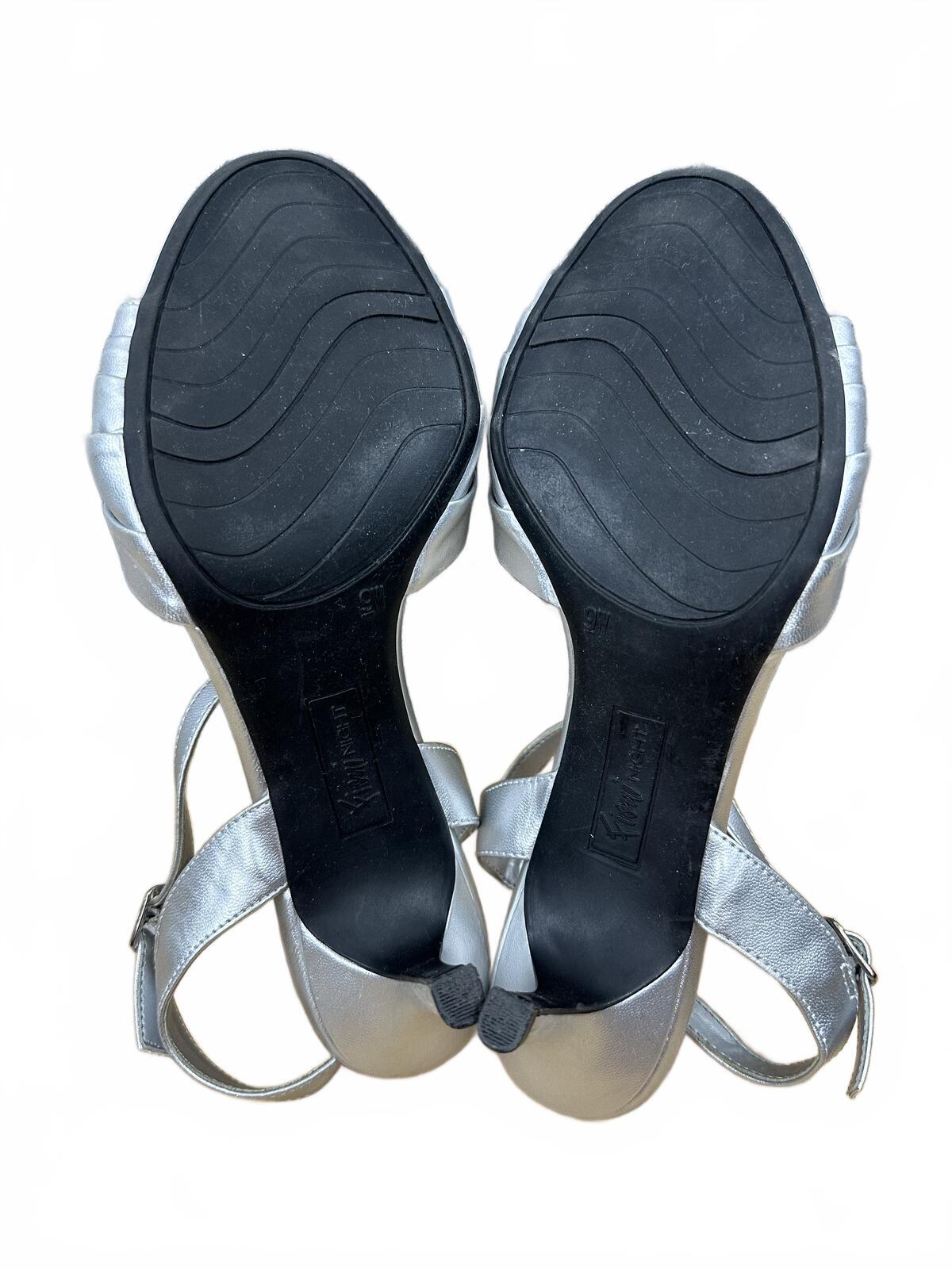Fioni Night Silver Metallic Ankle Strap Heels Contemporary Y2K Party