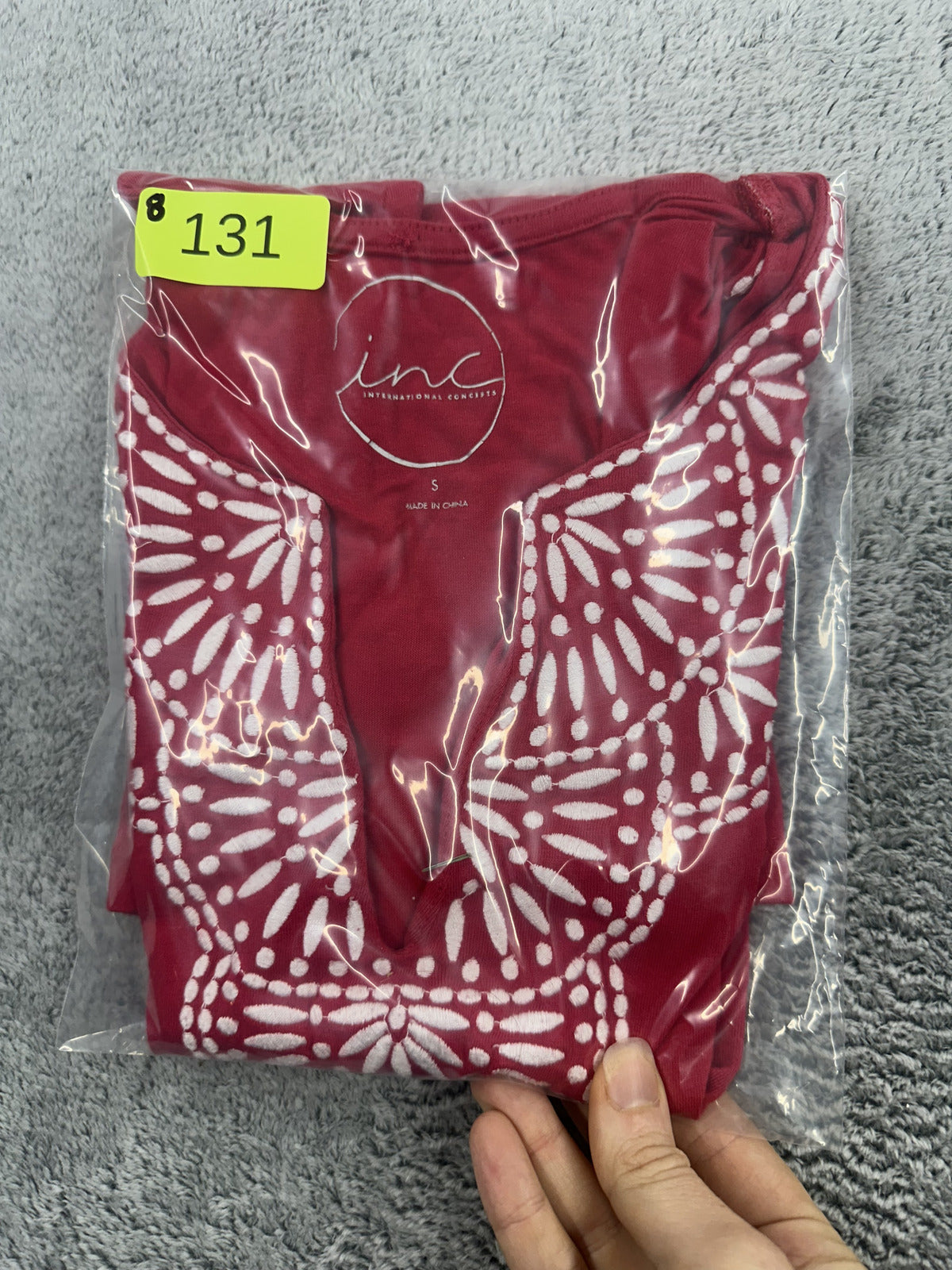 INC International Concepts Red Embroidered Sleeveless Top