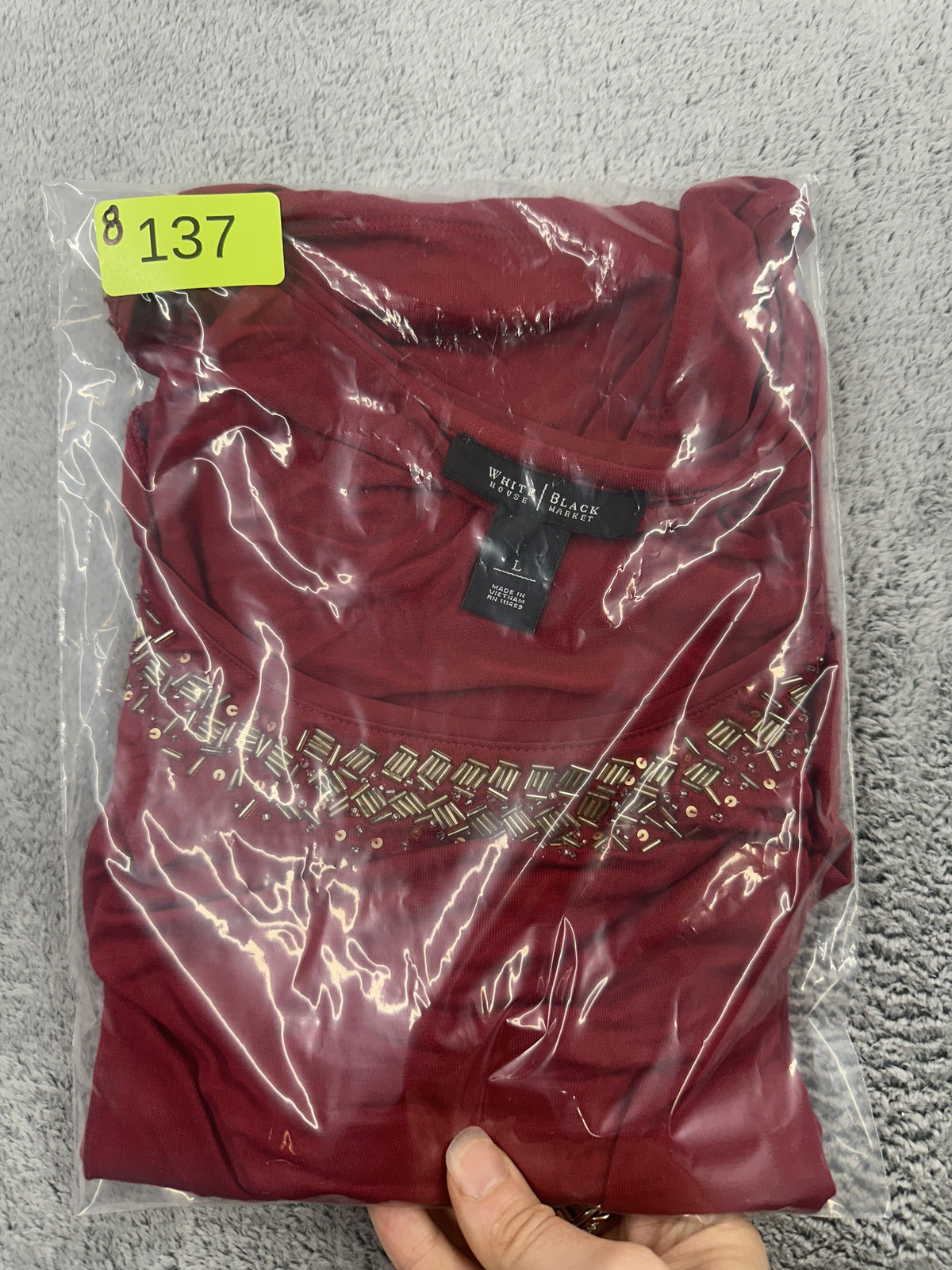 White House Black Market Red Embellished Tank Top