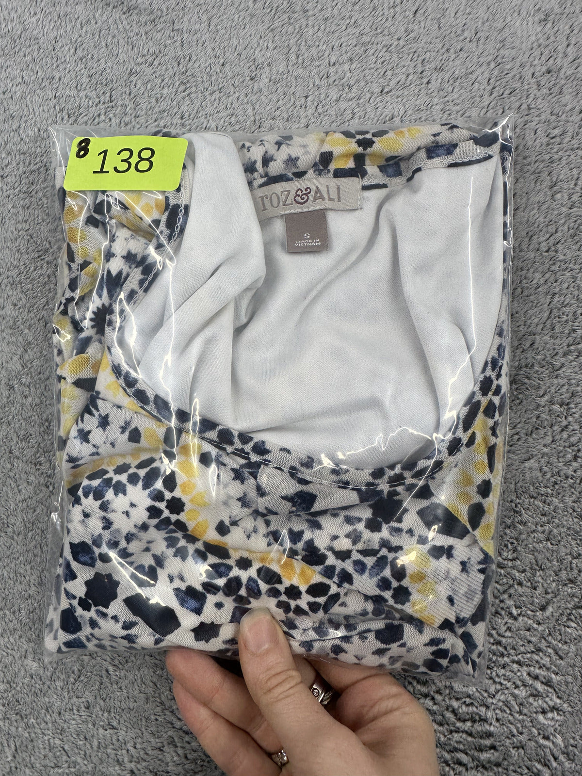 Roz & Ali Sleeveless Patterned Ruffle Top