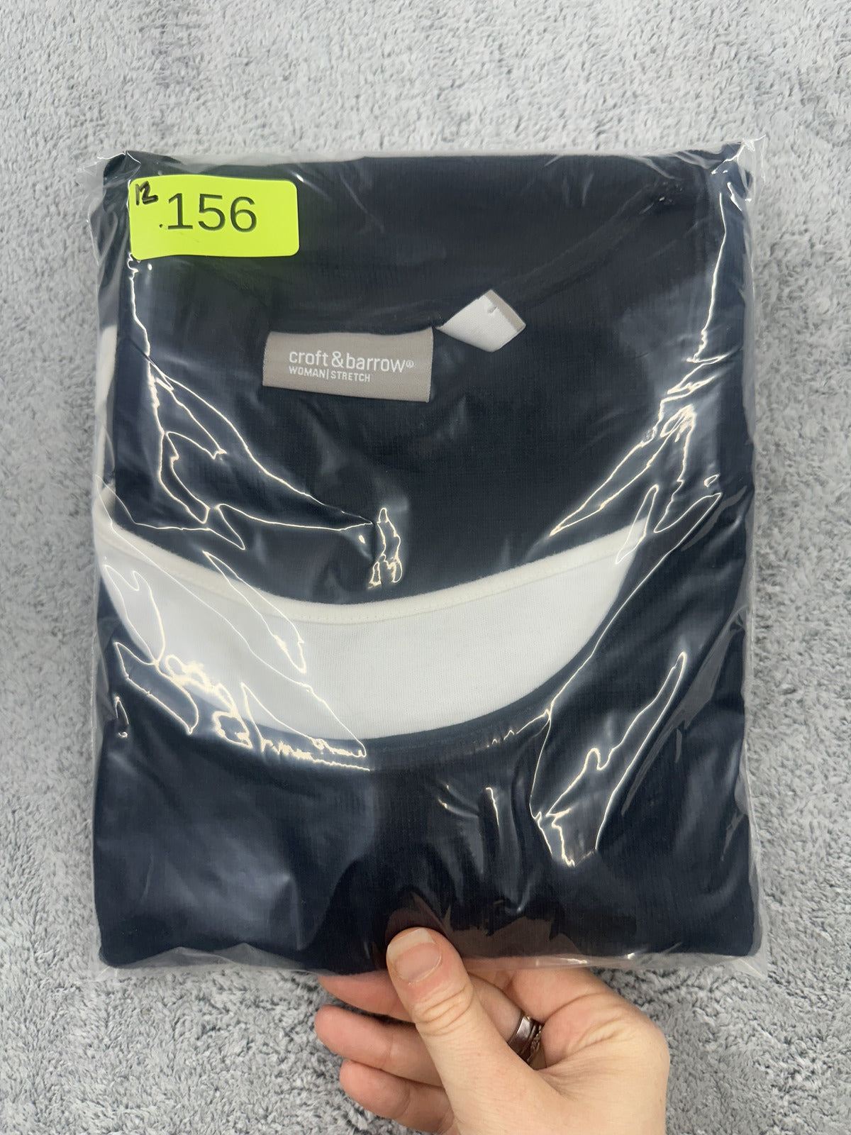 Croft & Barrow Black & White Faux Layered Office Siren Tee