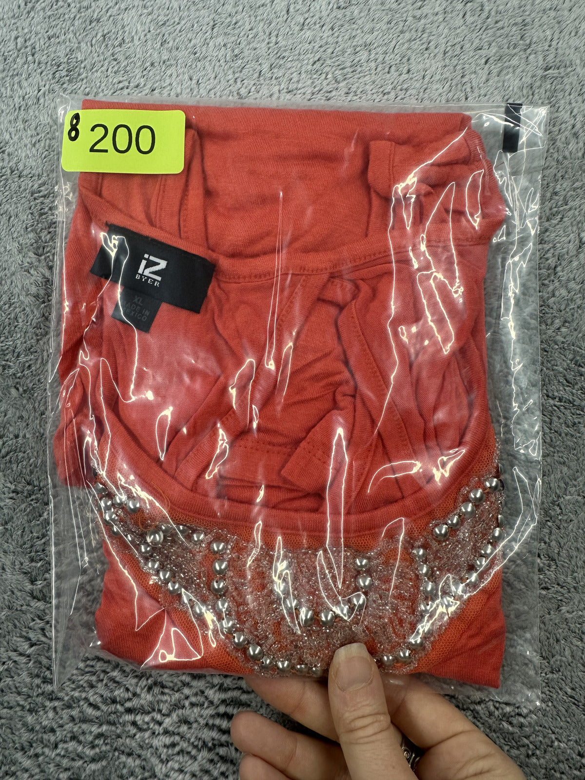 Y2K iZ Byer Orange Embellished Racerback Tank Top