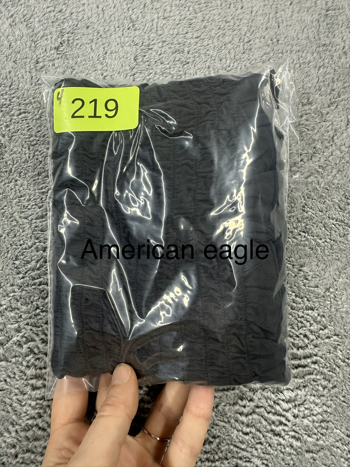 American Eagle Black Smocked Ruffle Cami Top