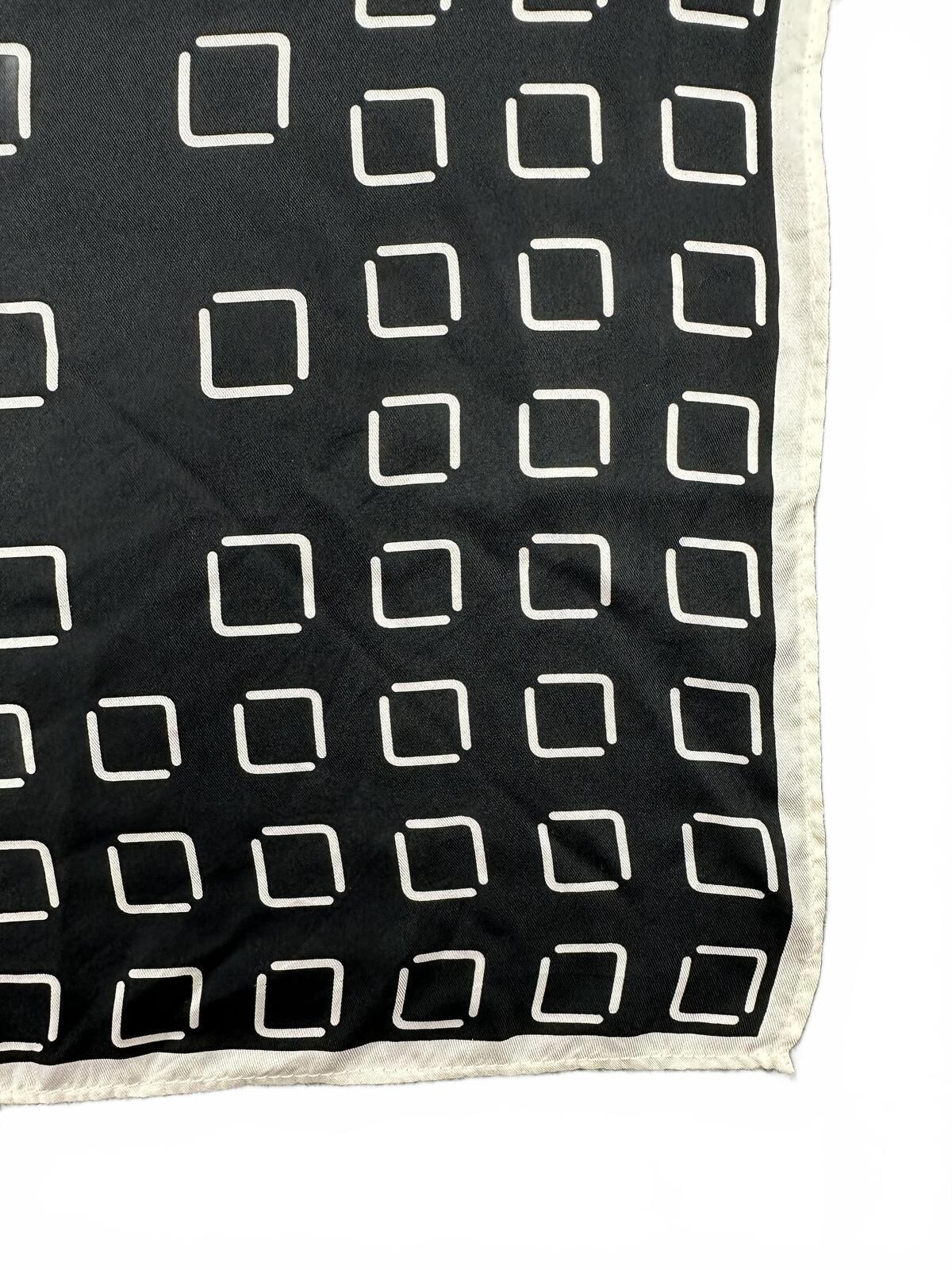 Black and White Geometric Silk Scarf