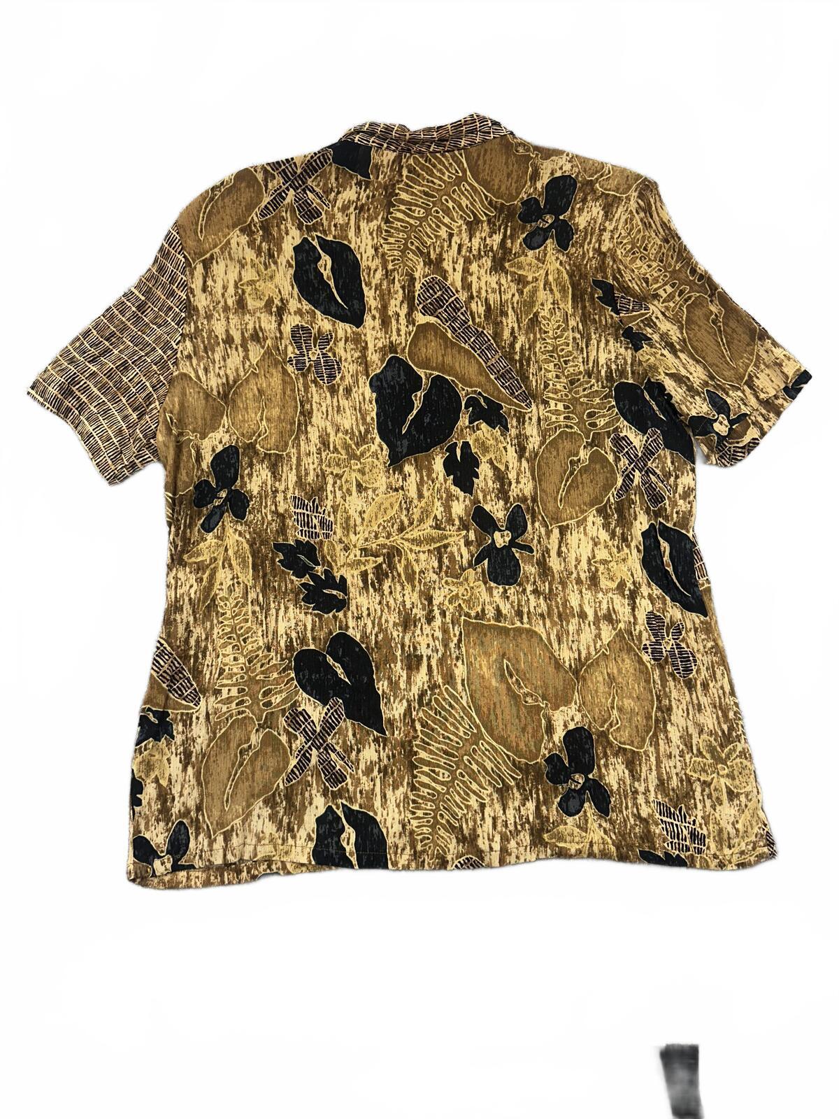 C.L.C Cricket Lane Collection Vintage Bohemian Patchwork Short Sleeve Button Up