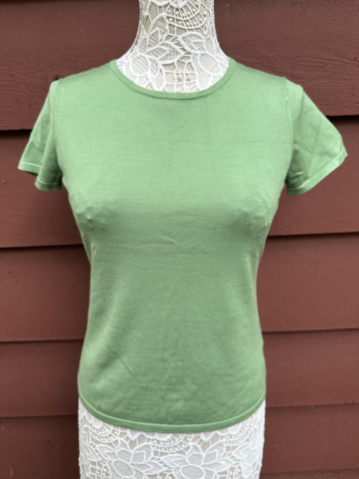 Jones New York Ribbed Lime Green Tee Casual Minimalist Preppy