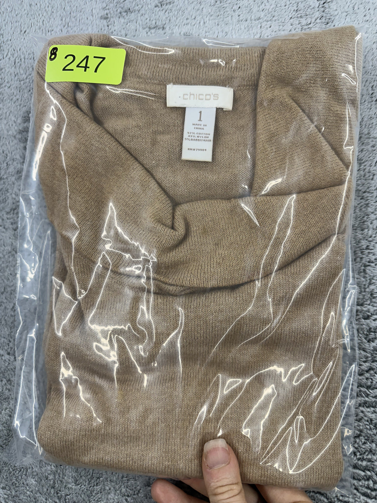Chico's Tan Sleeveless Cowl Neck Sweater Soft Cotton Nylon Rabbit