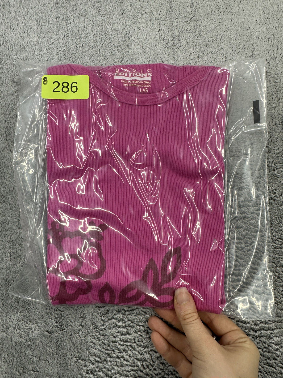 Basic Editions Hot Pink Ribbed Graphic Tank Top