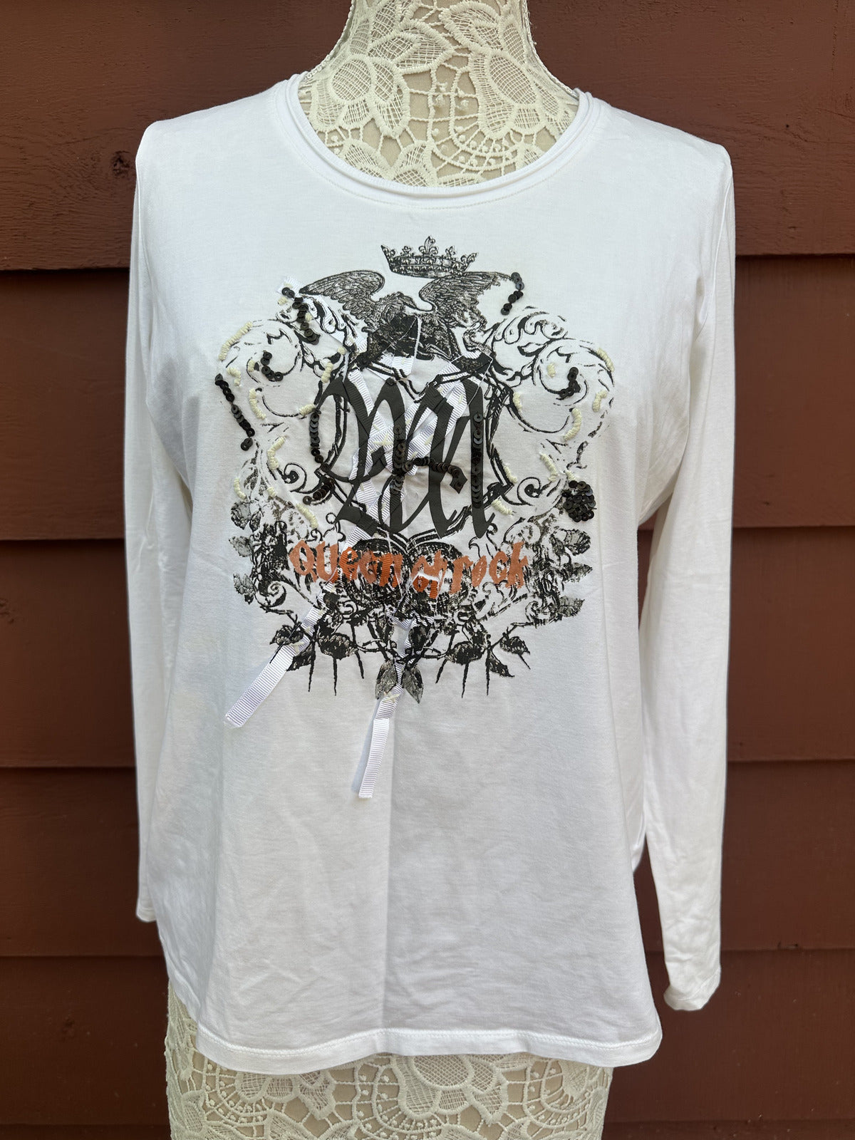 Marc by Marc Jacobs White Long Sleeve Graphic Top Y2K Indie Punk