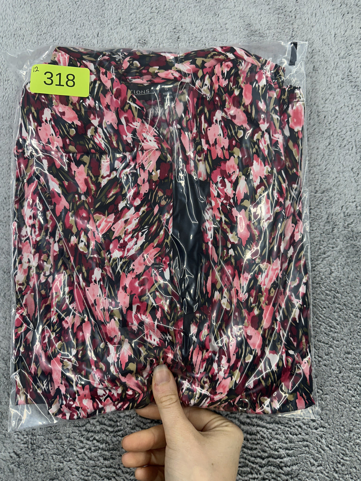 Notations Floral Ruched Waist Layered Top Pink Black