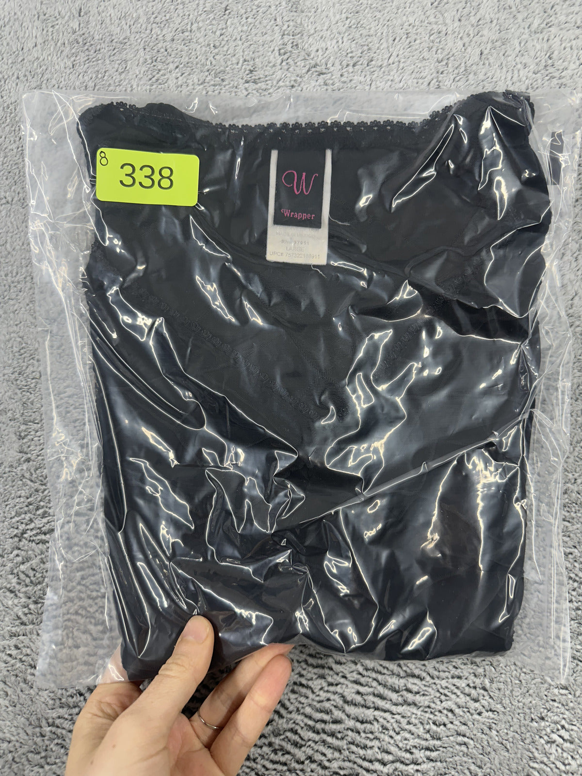 Wrapper Black Textured V-Neck Long Sleeve Top Casual Office Wear