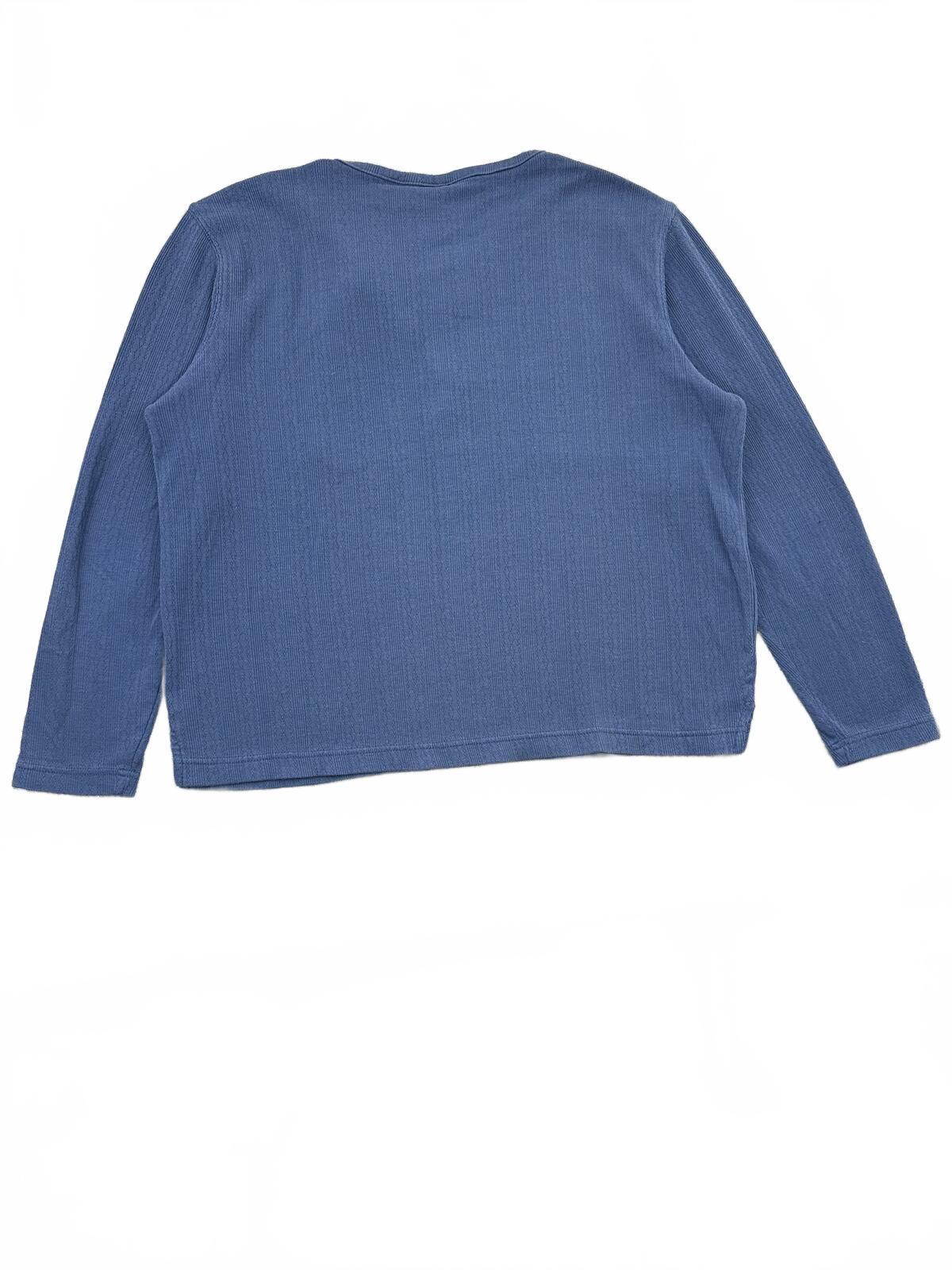 Bobbie Brooks Cozy Blue Long Sleeve Thermal Shirt with Button Neckline