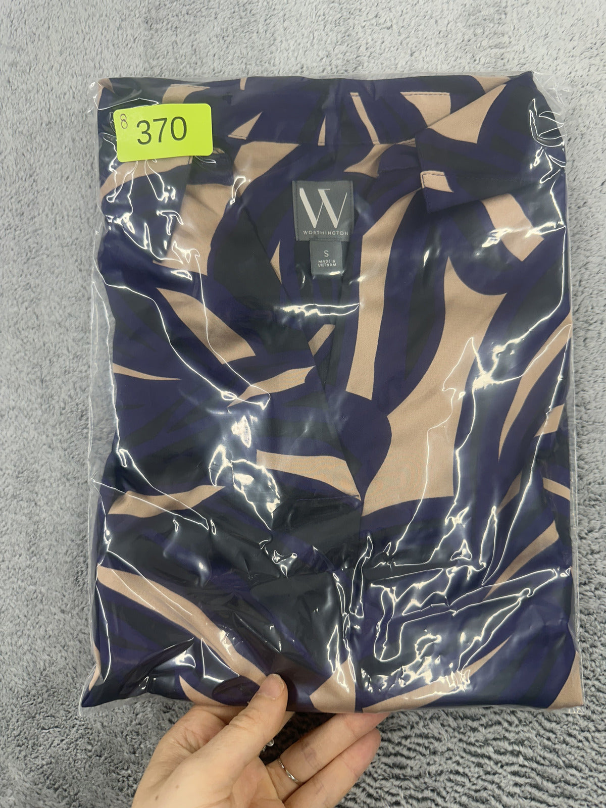Worthington Vintage Y2K Abstract Swirl Purple Cream Black Blouse