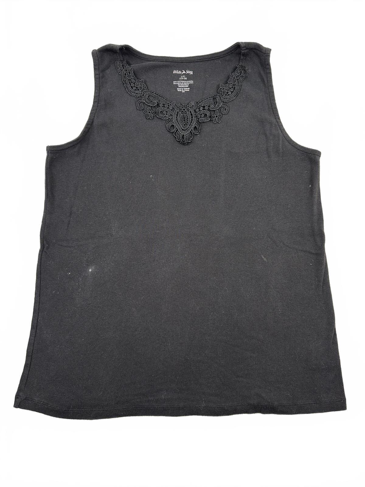 White Stag Black Sleeveless Top with Lace Detail