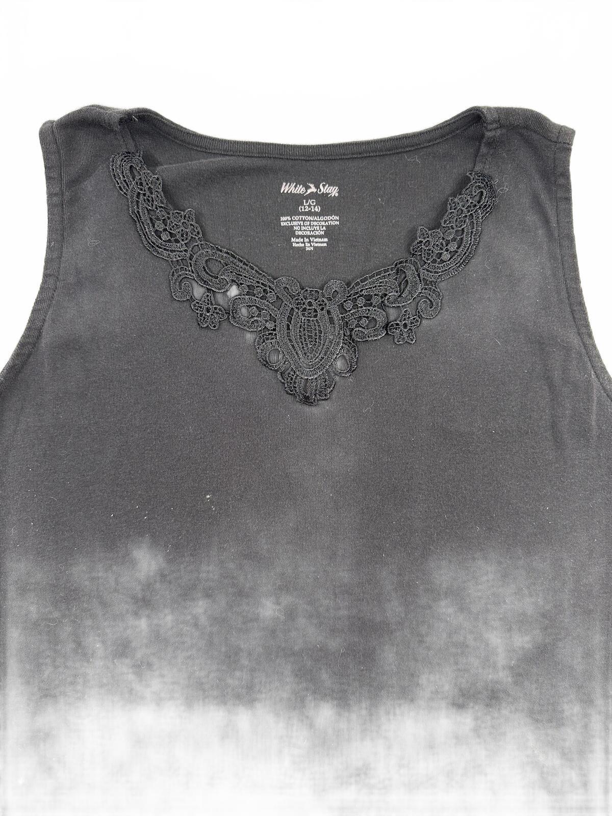 White Stag Black Sleeveless Top with Lace Detail
