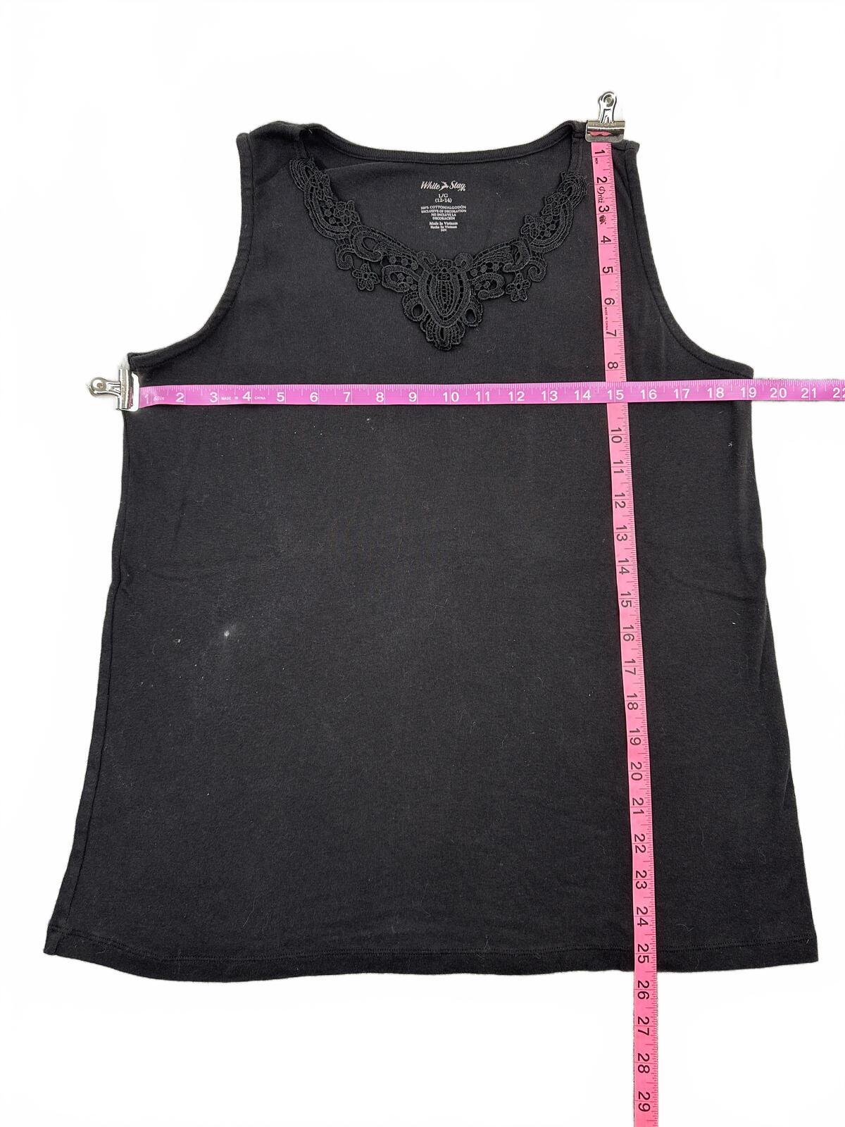 White Stag Black Sleeveless Top with Lace Detail