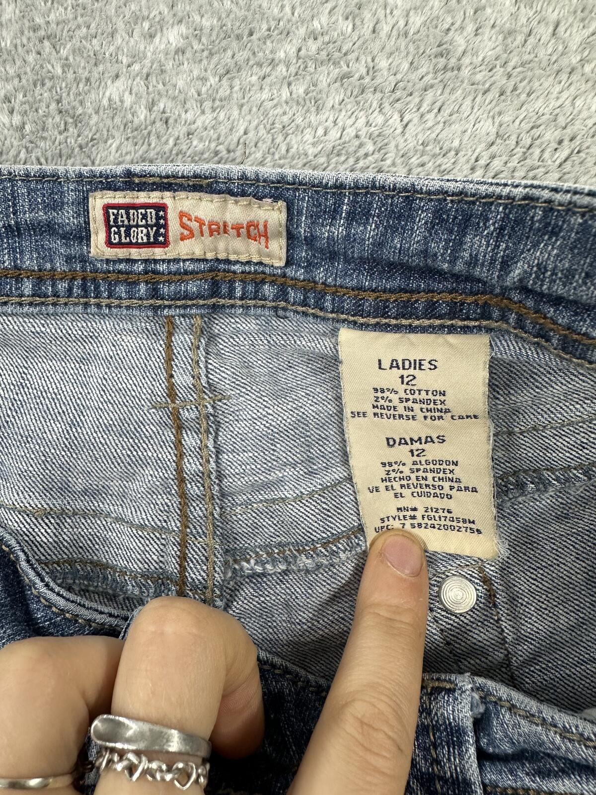 Faded Glory Denim Shorts Medium Wash Stretch Vintage Casual Y2K