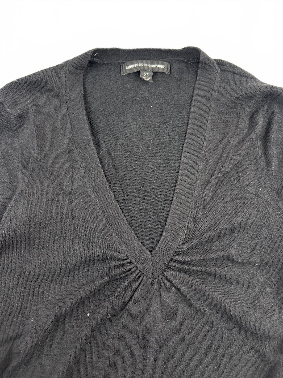Express Designs Studio Classic Black V Neck Sweater