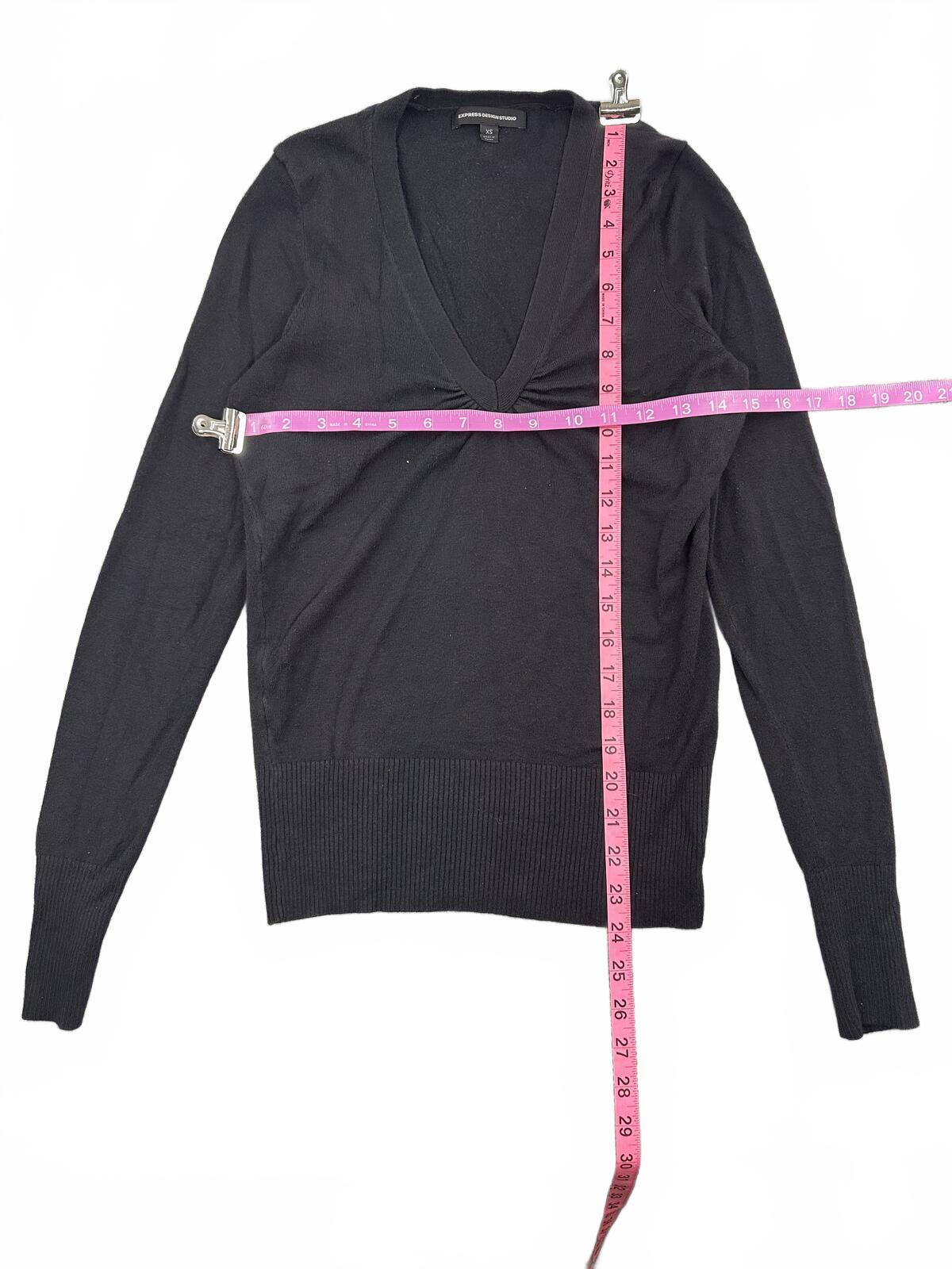 Express Designs Studio Classic Black V Neck Sweater