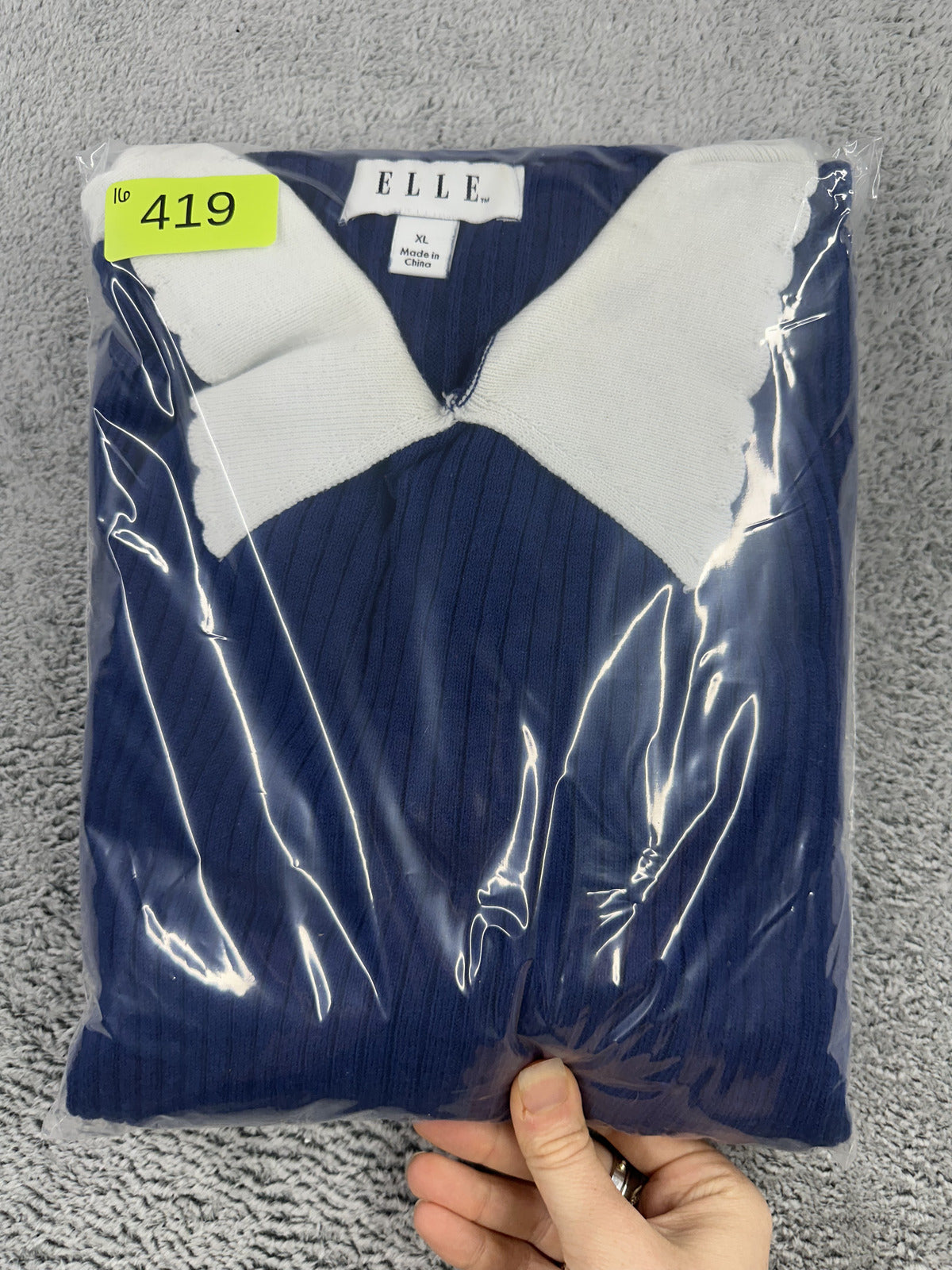 ELLE Royal Blue Peplum Sweater with White Scalloped Peter Pan Collar Coquette