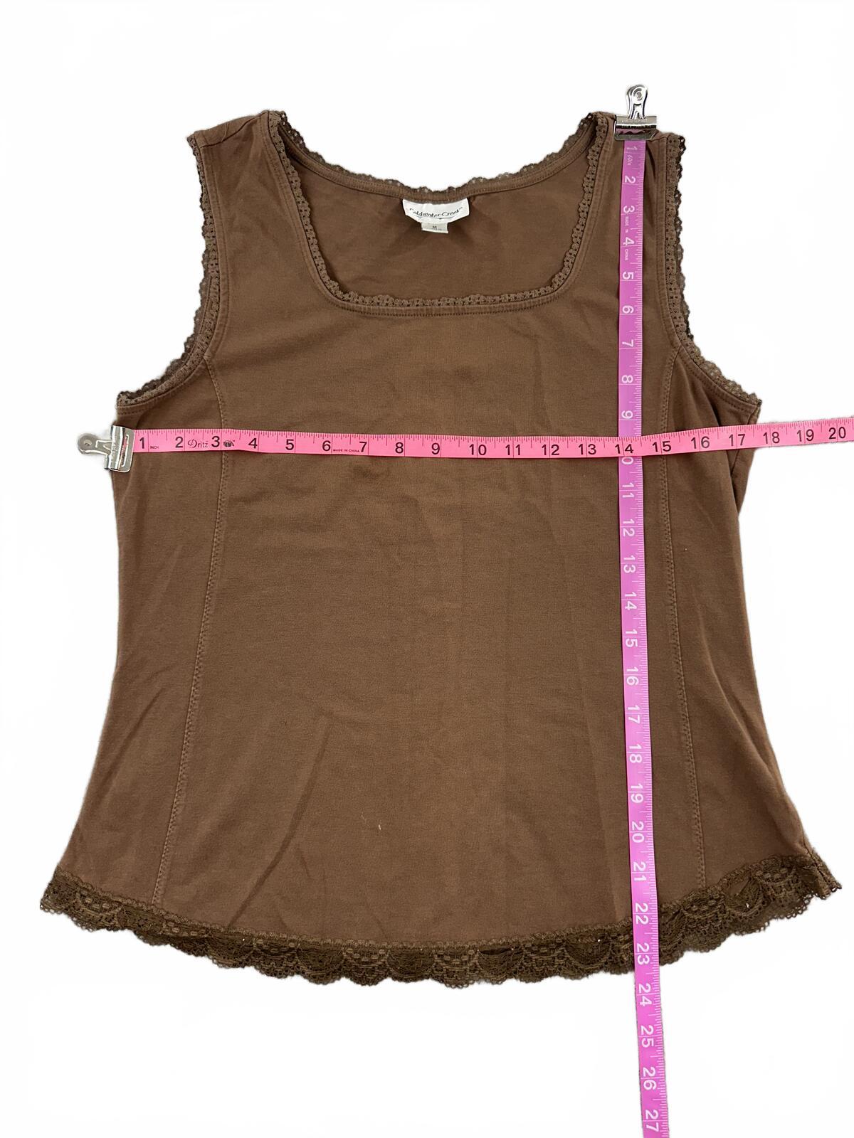 Coldwater Creek Brown Lace Trim Tank Top Y2K Casual Feminine Summer Layer