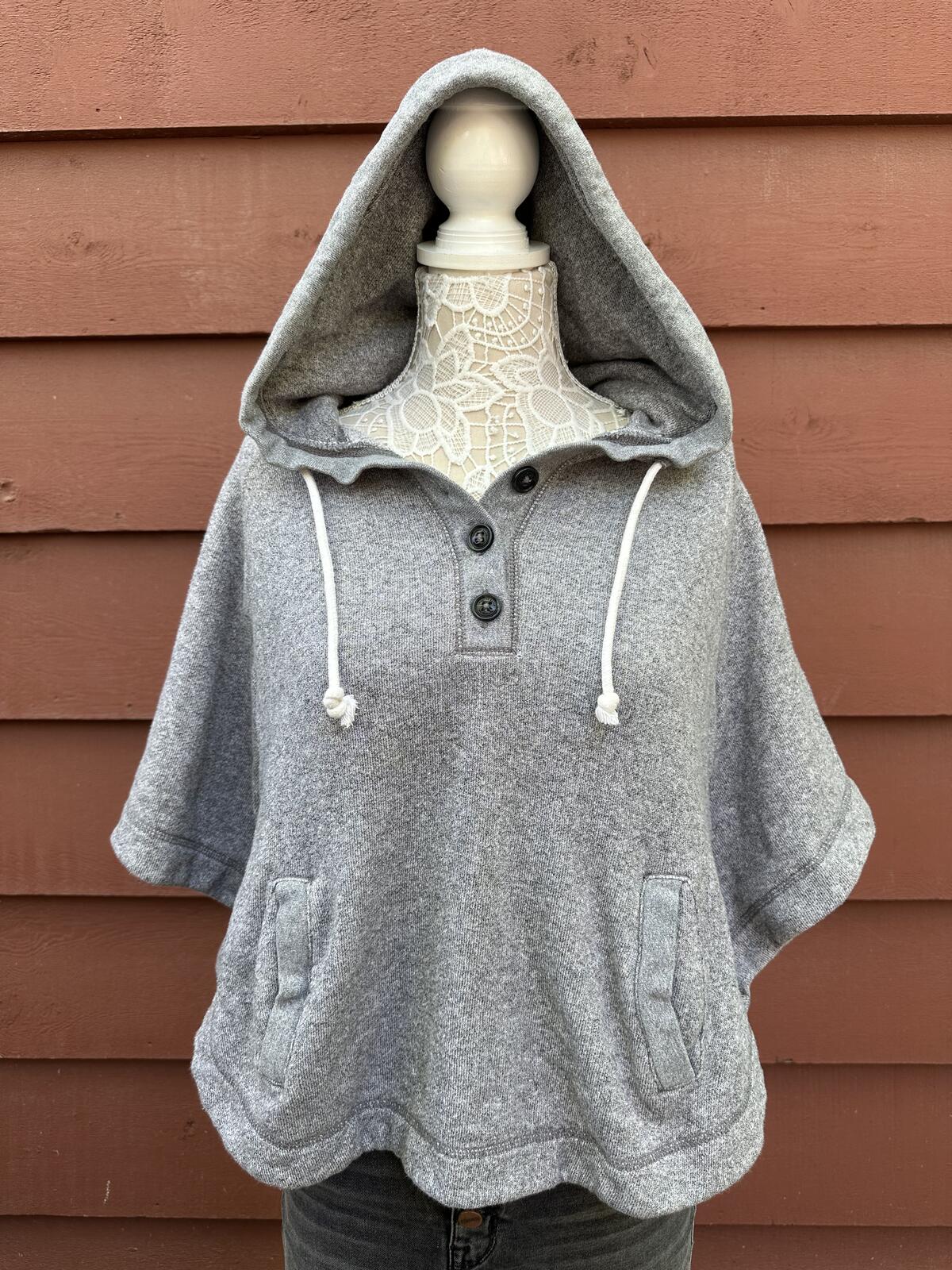 American Eagle Outfitters Gray Hooded Poncho Sweatshirt Cozy Casual Layer