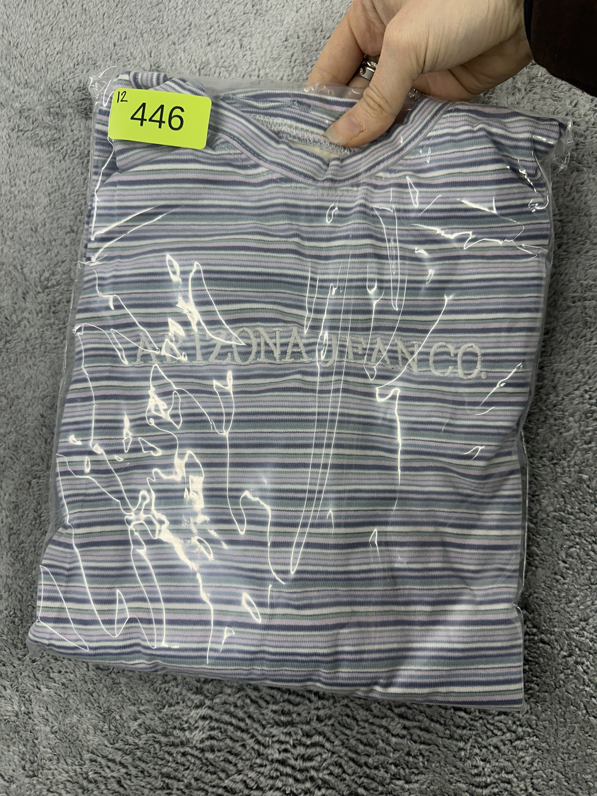Arizona Jean Co Vintage Inspired Micro Striped Long Sleeve Tee Blue
