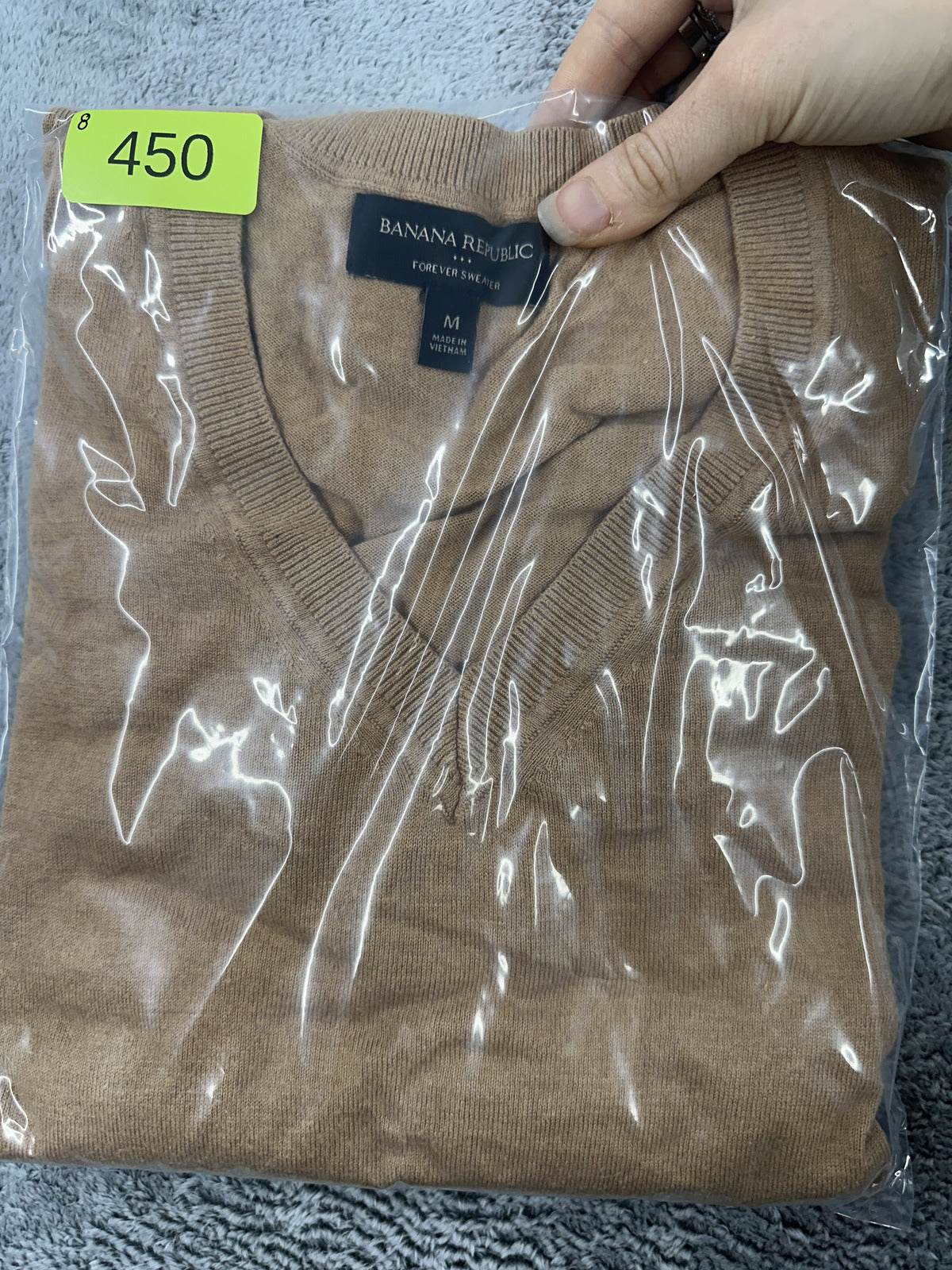 Banana Republic Tan V Neck Sweater Classic Lightweight Knit Pullover