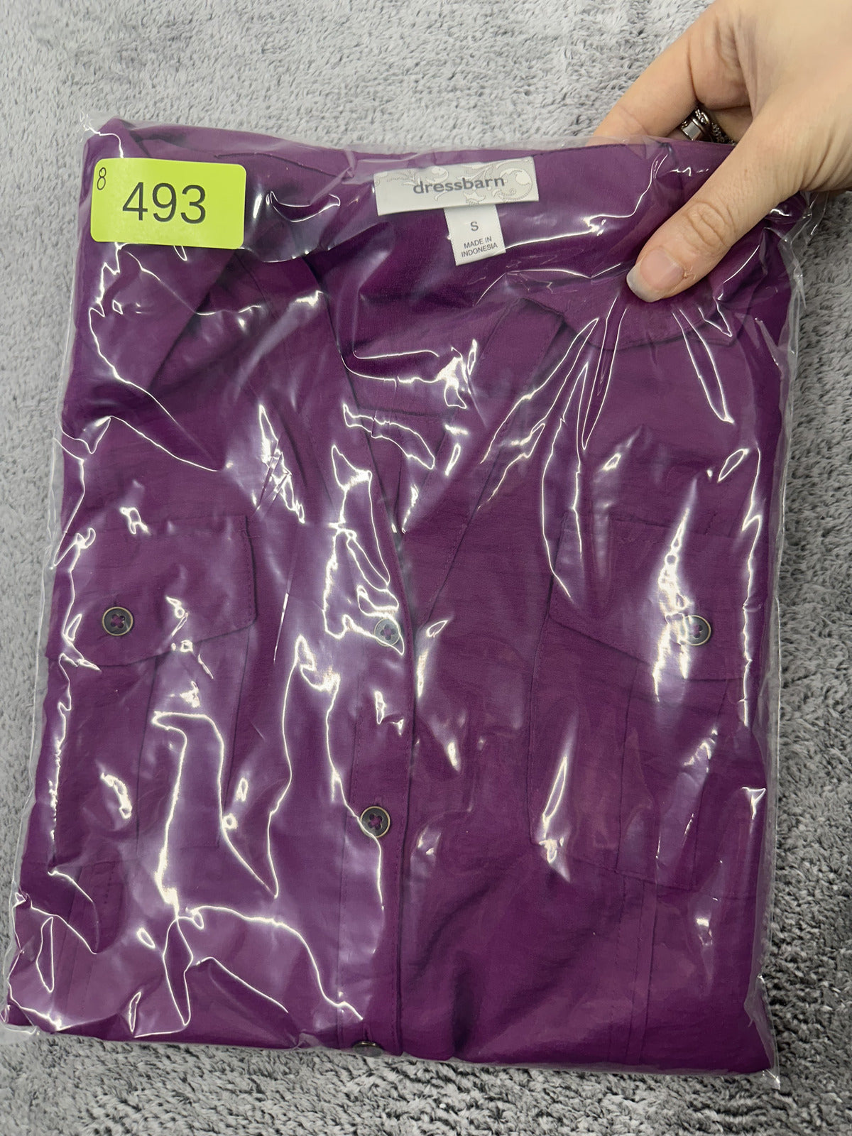 Dressbarn Purple Button Up Shirt Casual Classic Utility Style