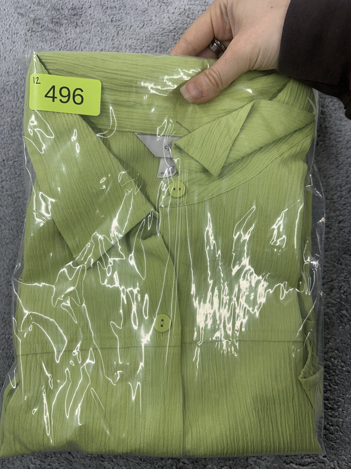 CJ Banks Lime Green Button Up Shirt Casual Lightweight Short Sleeve Summer
