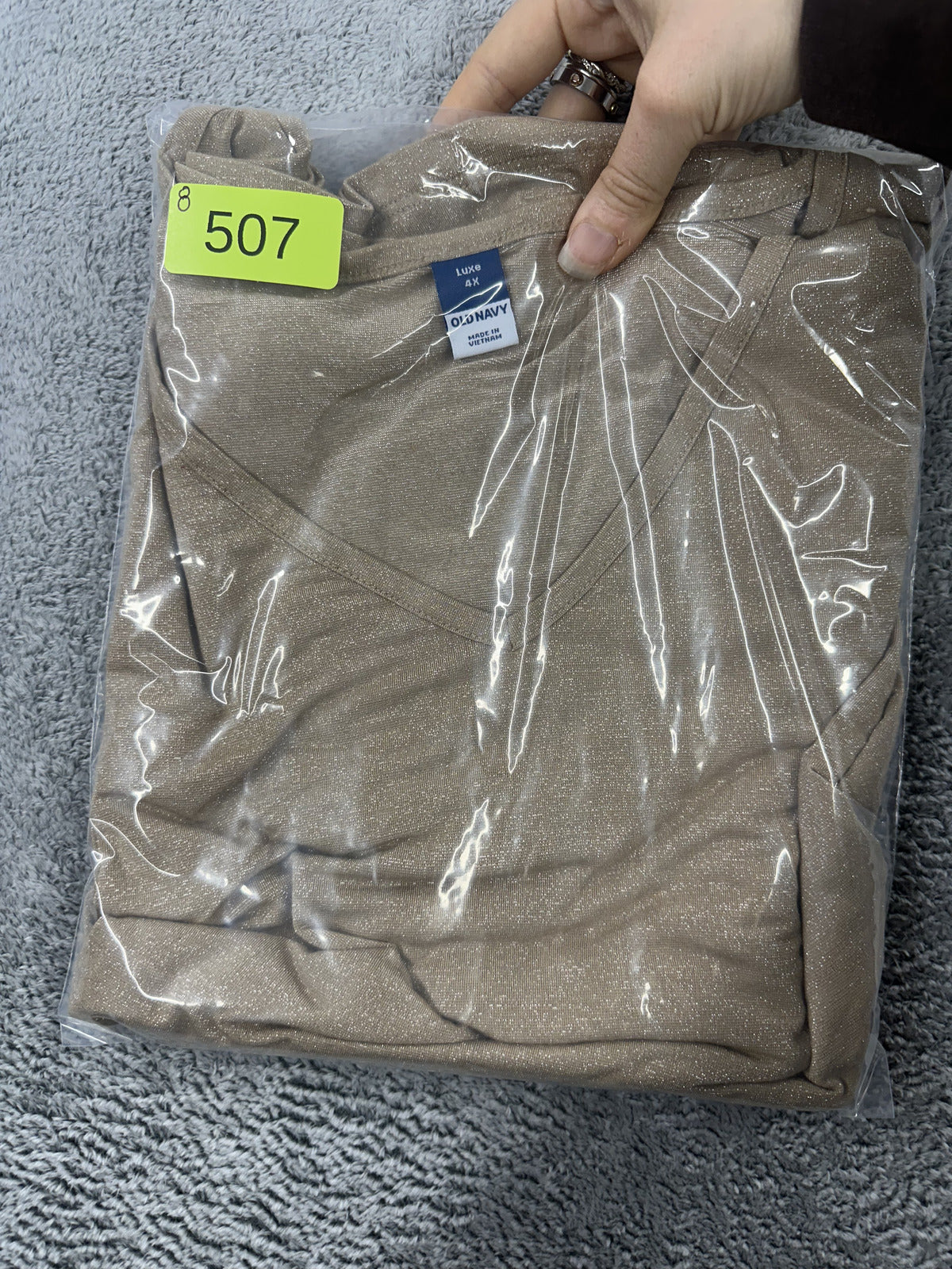 Old Navy Luxe V Neck Tunic Top in Neutral Beige Gold Bohemian