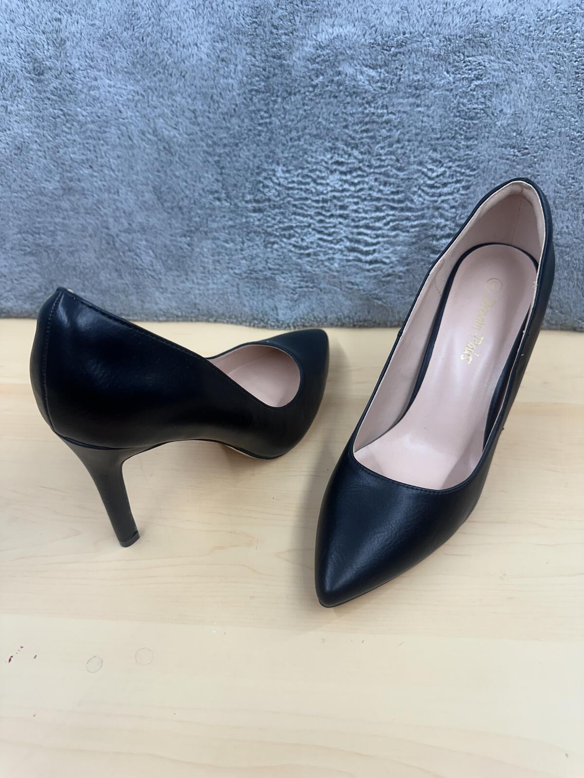 Dream Paris Classic Black Pointed Toe Heels Elegant Formal Office Party