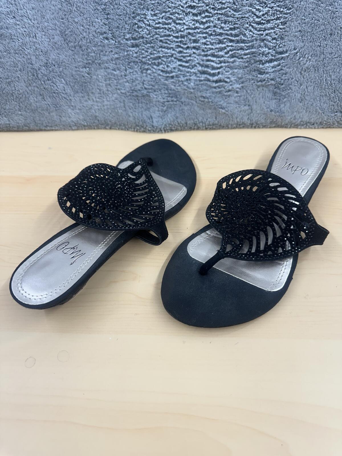 Impo Black Beaded Slide Sandals Bohemian Casual Summer Footwear