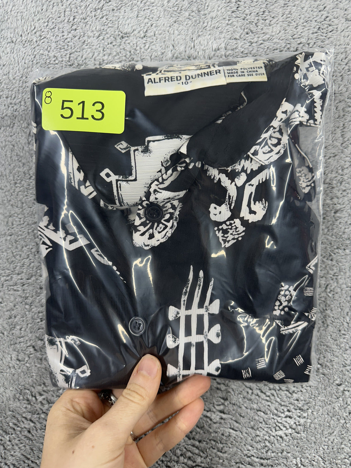 Alfred Dunner Black and White Abstract Pattern Button Down Shirt