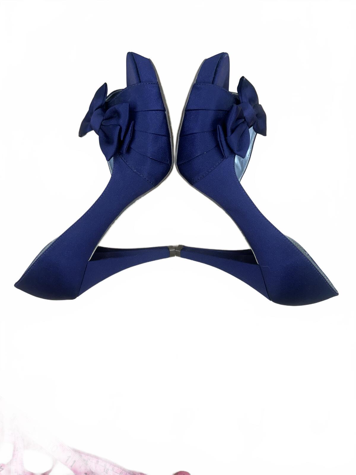 Michaelangelo Deep Purple Satin Peep Toe Heels with Bow Detail Elegant Feminine