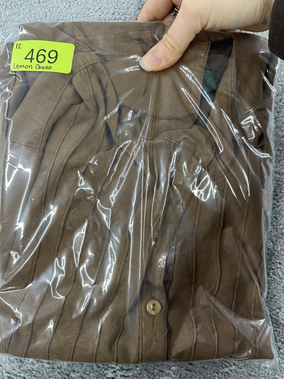 Lemon Grass Studio Faux Suede Button Up Shirt with Pintuck Detail Brown