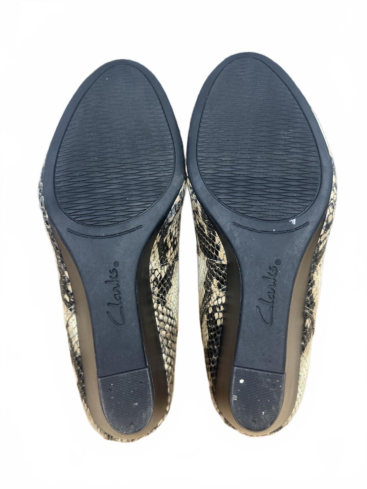 Clarks Snake Print Wedge Heels Comfortable Office Casual Shoes