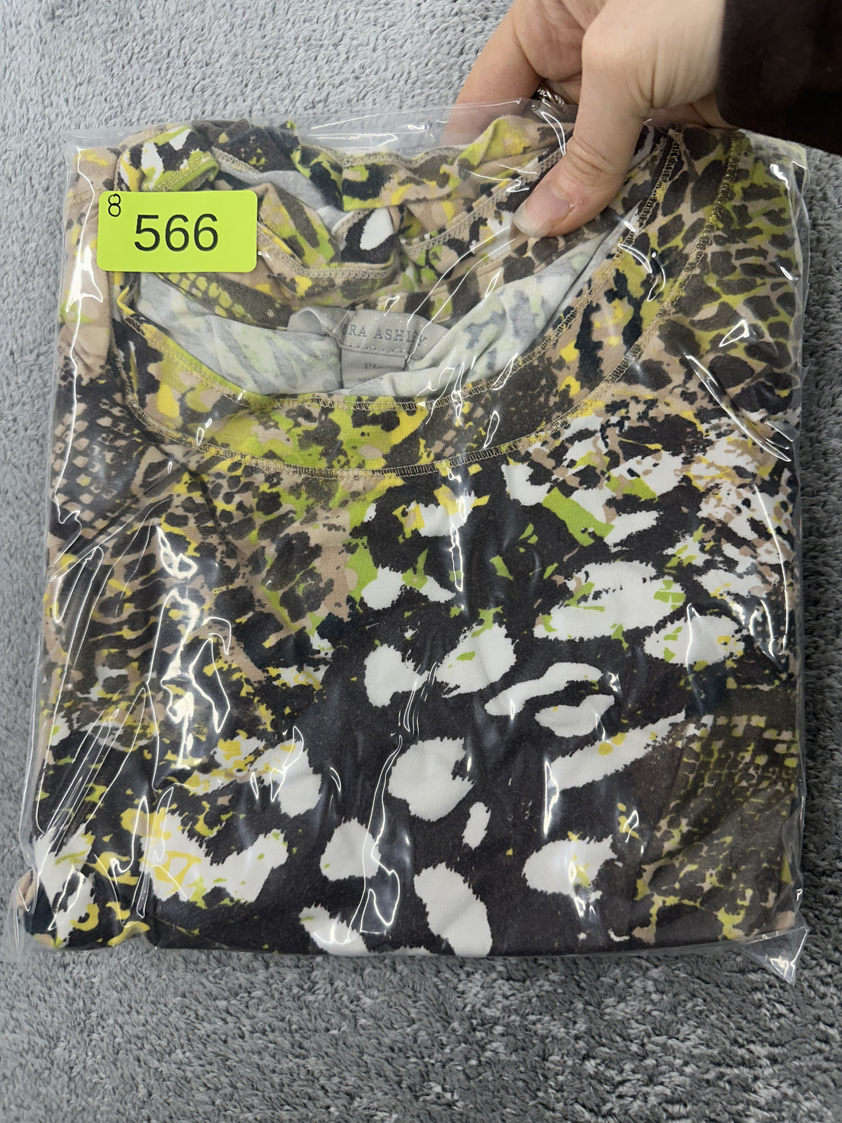 Laura Ashley Y2K Abstract Animal Print Top in Multicolor with 3/4 Sleeves