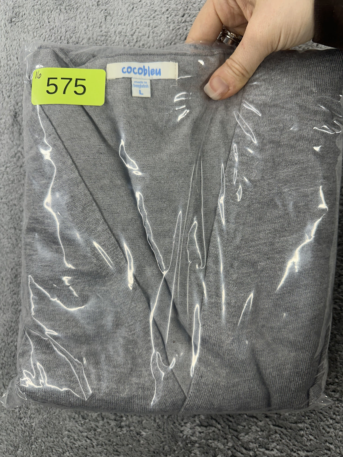 Cocobleu Gray Tie Front Open Cardigan with Silver Ring Detail Y2K Fairycore
