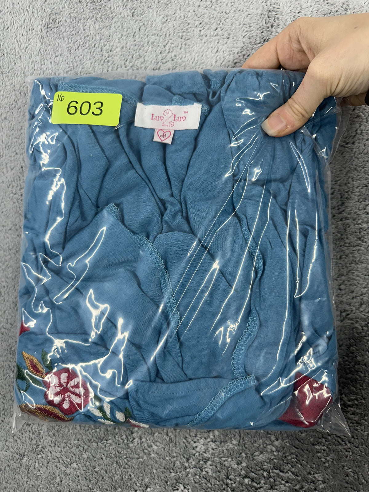 Luv 2 Luv Blue Floral Embroidered Hooded Cardigan Bohemian Boho Sweater