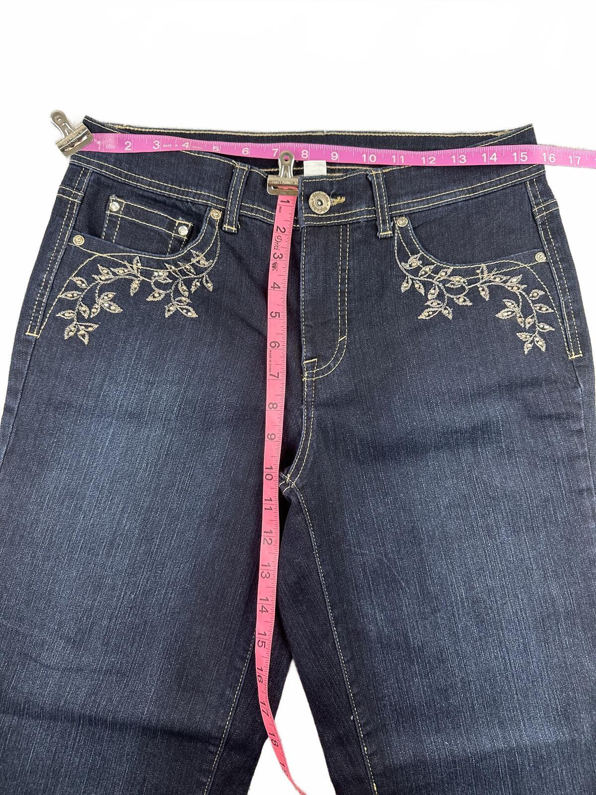 Style & Co. Dark Blue Embroidered Denim Jeans Straight Leg Classic Y2K