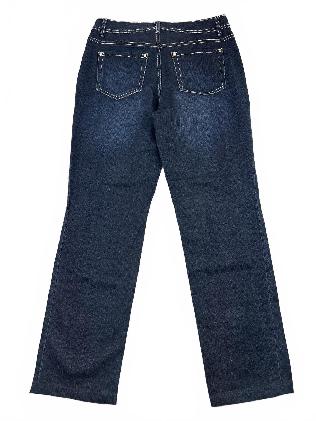 Style & Co. Dark Blue Embroidered Denim Jeans Straight Leg Classic Y2K