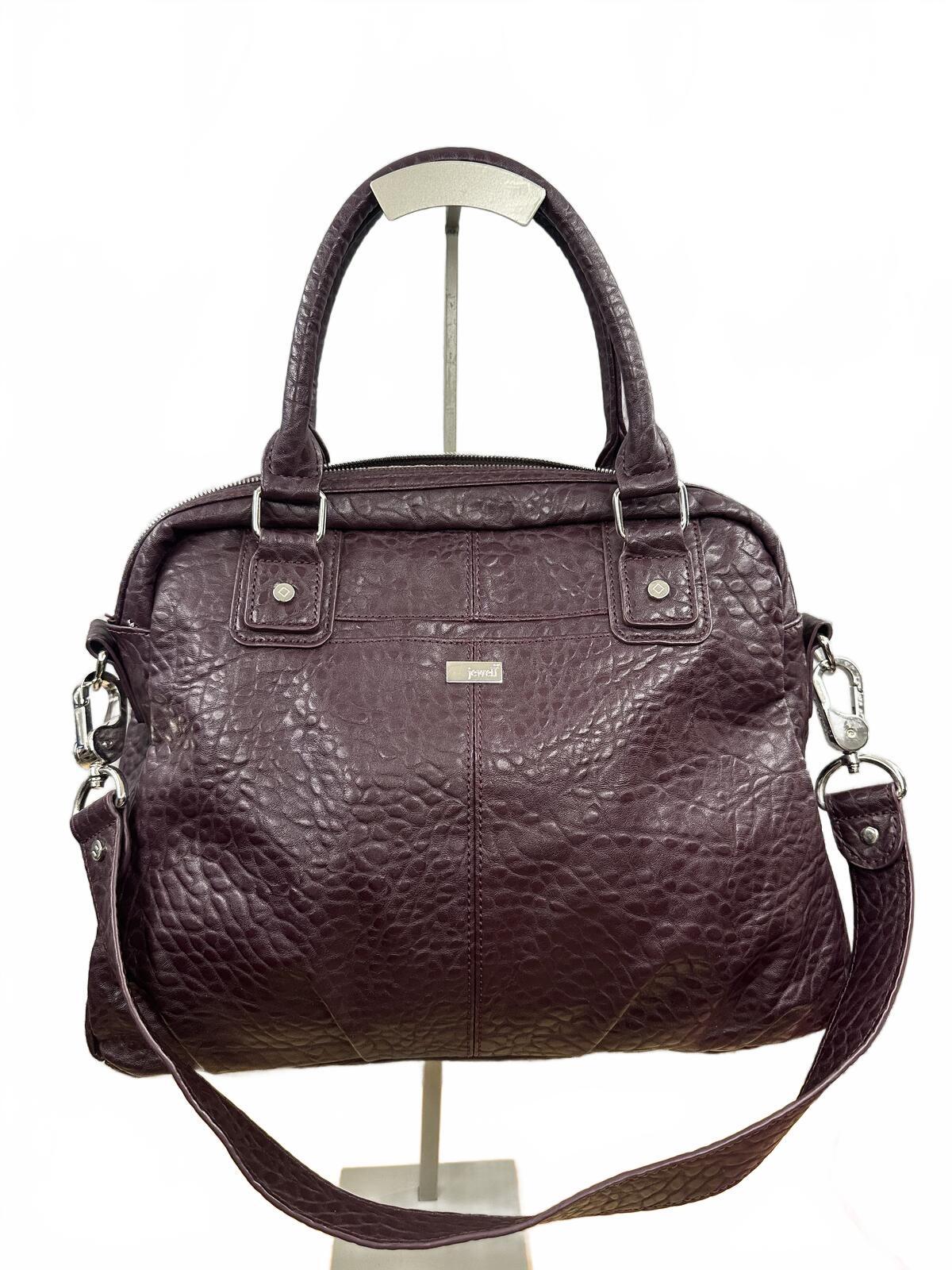 Jewell Purple Textured Leather Satchel Bag
