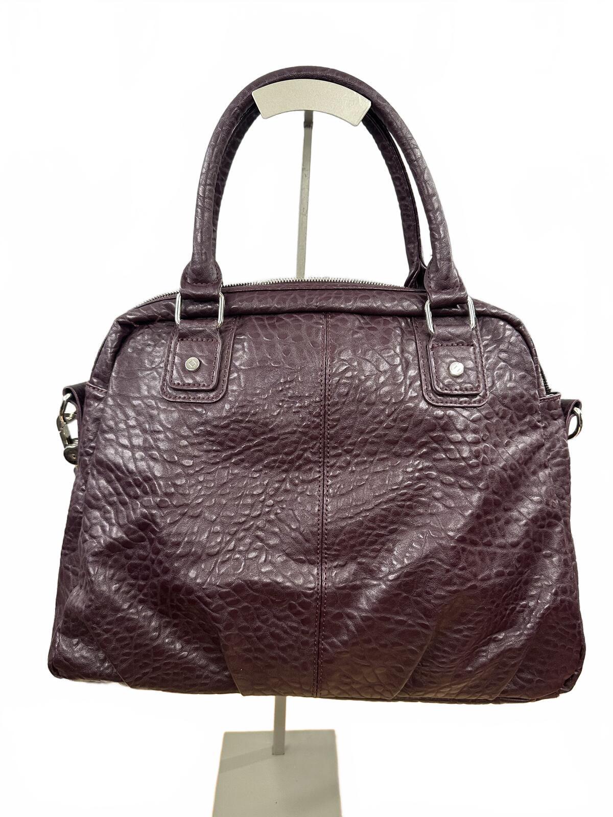 Jewell Purple Textured Leather Satchel Bag