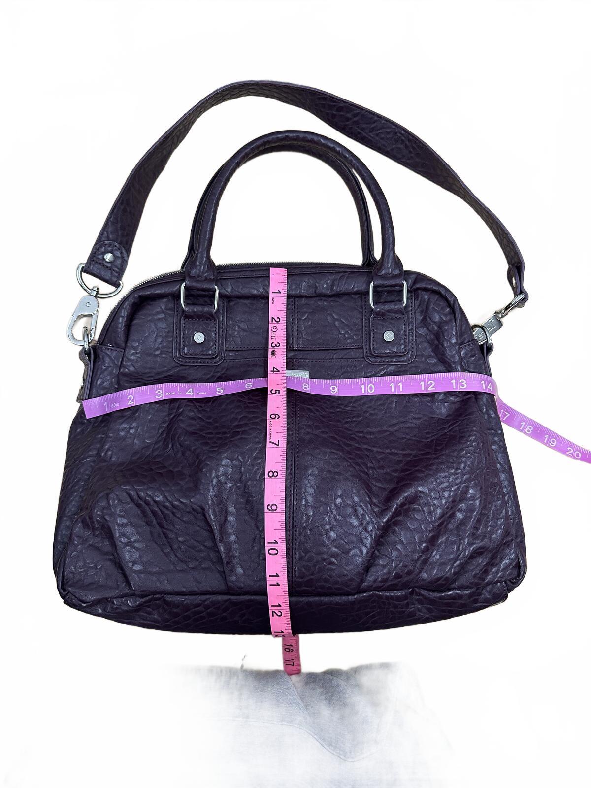 Jewell Purple Textured Leather Satchel Bag