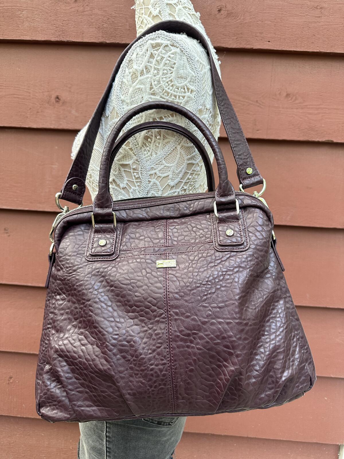 Jewell Purple Textured Leather Satchel Bag